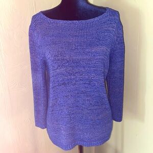 Long sleeve blue boatneck sweater